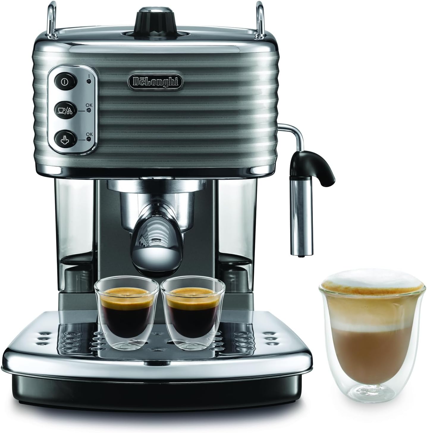 De'Longhi ICONA ECO311.R Manual Espresso Coffee Machine and Cappuccino, E.S.E. Powder and Capsules, Automatic Shutdown, Removable Tank 1.4L, Power 1100W, Cup Warmer, Red