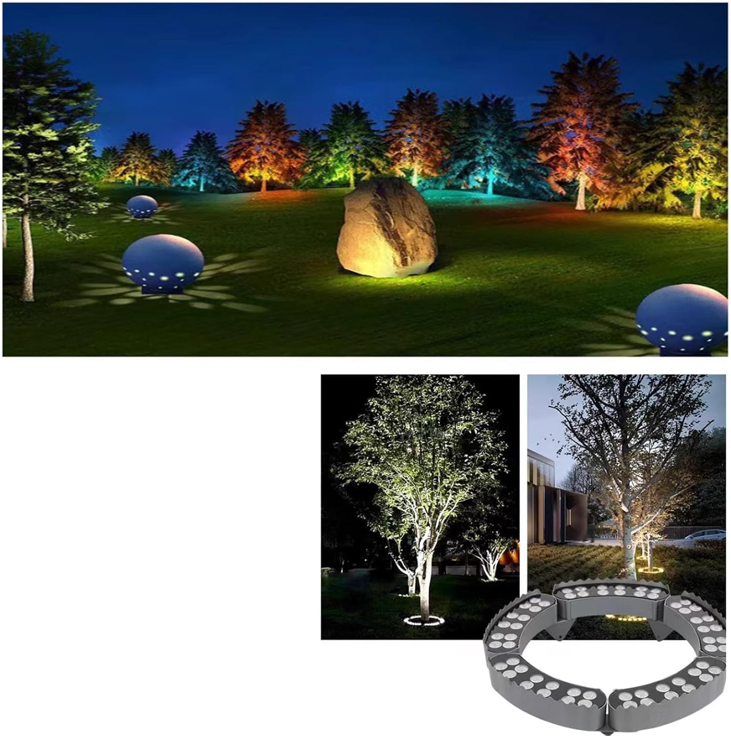 12W-LED-Ring-Baumumarmungslicht – Landschaftsgartenbeleuchtung Baumlampe, LED-Strahl-Baumstrahler, IP65 Wasserdichtes Buntes Baumlicht, LED-Außenreifen-Baumstrahler, Ringförmiges Buntes Mastlicht(Blue