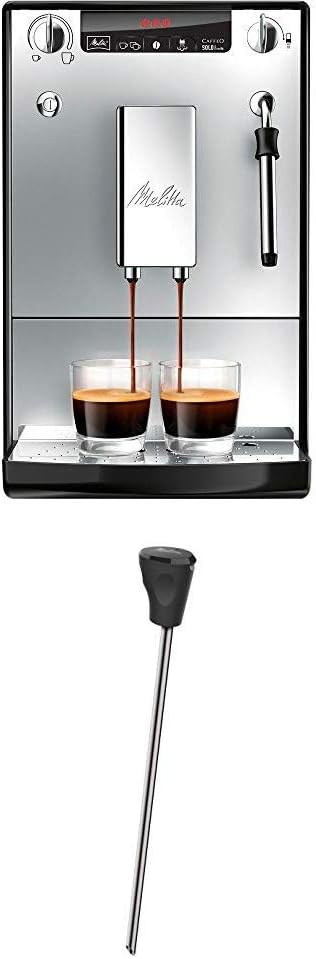 Melitta Solo & Milk - schlanker Kaffeevollautomat mit Milchaufschäumer, Kaffeemaschine mit abnehmbarem Wassertank, für z. B. Kaffee oder Cappuccino, silber
