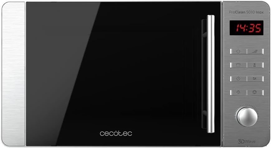 Cecotec Forno a Microonde Proclean 5010 Inox, 20L, Rivestimento Ready2Clean, 700 W, 5 livelli di potenza, Timer 60 min, display a LED, Inox