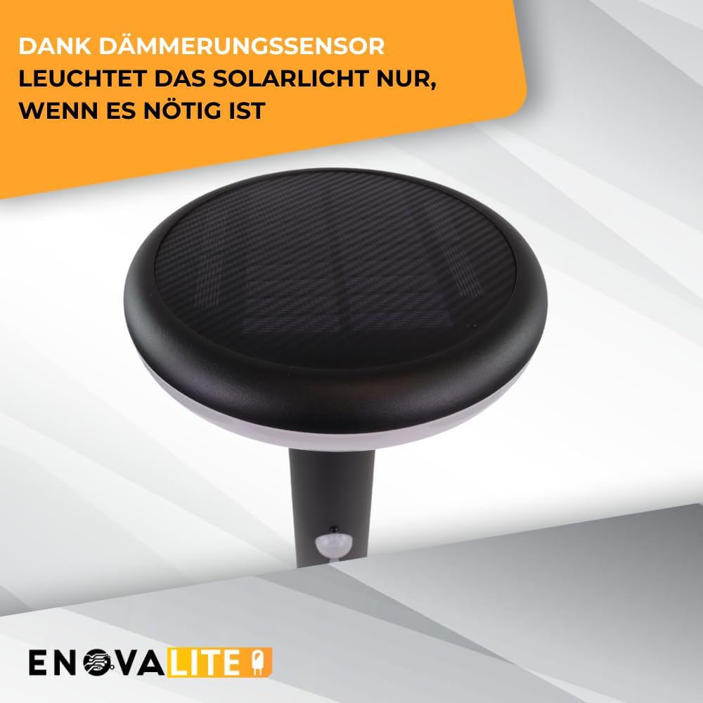 4er Set Solar Wegeleuchte mit Bewegungsmelder - 3 Lichtmodi - 3000K Warmweiß - IP54 wetterfest - Aluminium - runde LED Außenleuchte Pollerleuchte Garten Terrasse