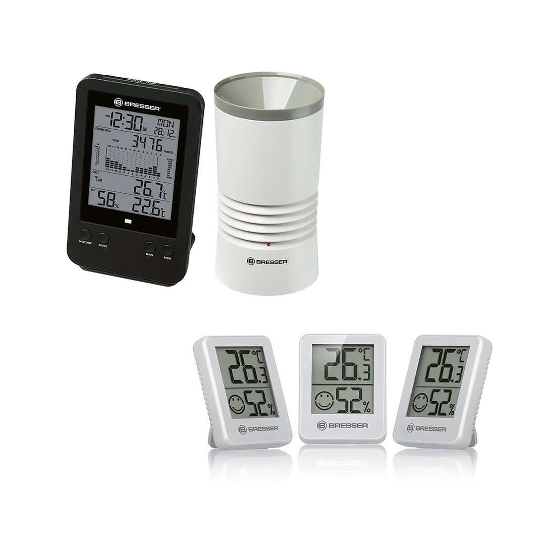 Regenmesser BRESSER Profi Regenmesser schwarz + gratis BRESSER ClimaTemp Thermo-H…