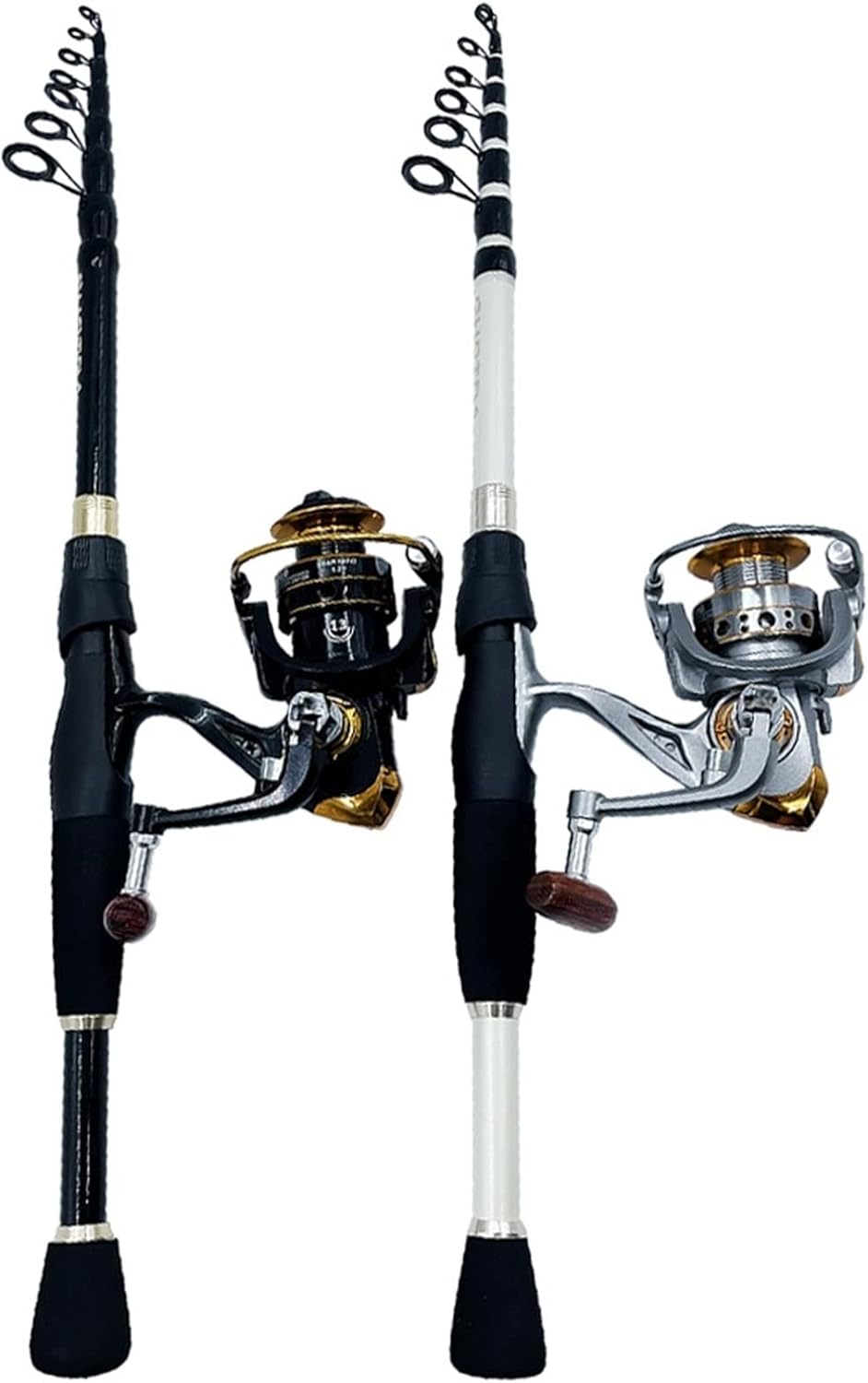 Angelset, ultraleichtes Teleskop-Angelruten-Set aus Carbon mit Rolle, Ködergewicht 10–30 g, Power-Angelrute, Reise-Geschenkrute, 1,6–2,4 m, Angelzubehör-Set (weiße Rute mit Rolle 2,1 m)