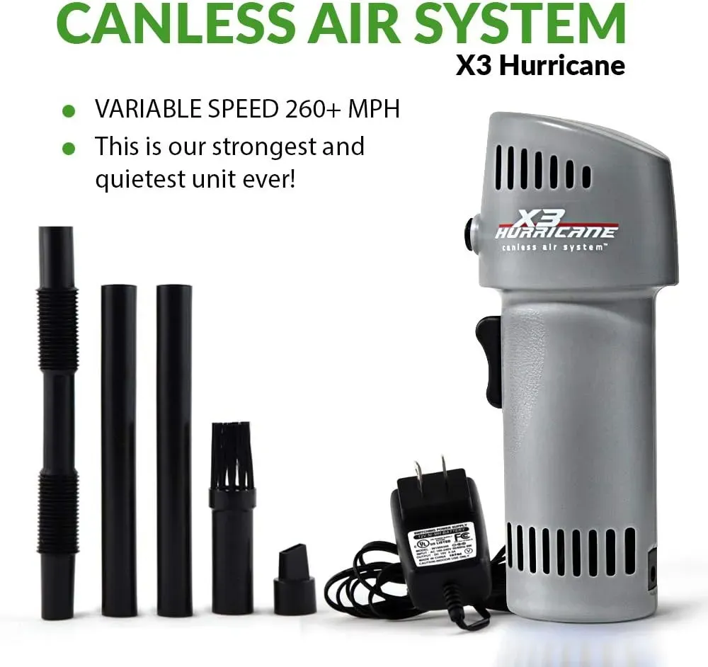 Canless Air X3 Hurricane Cordless Air Duster &ndash; Adjustable 260 MPH Speeds, Eco Friendly, Made in USA