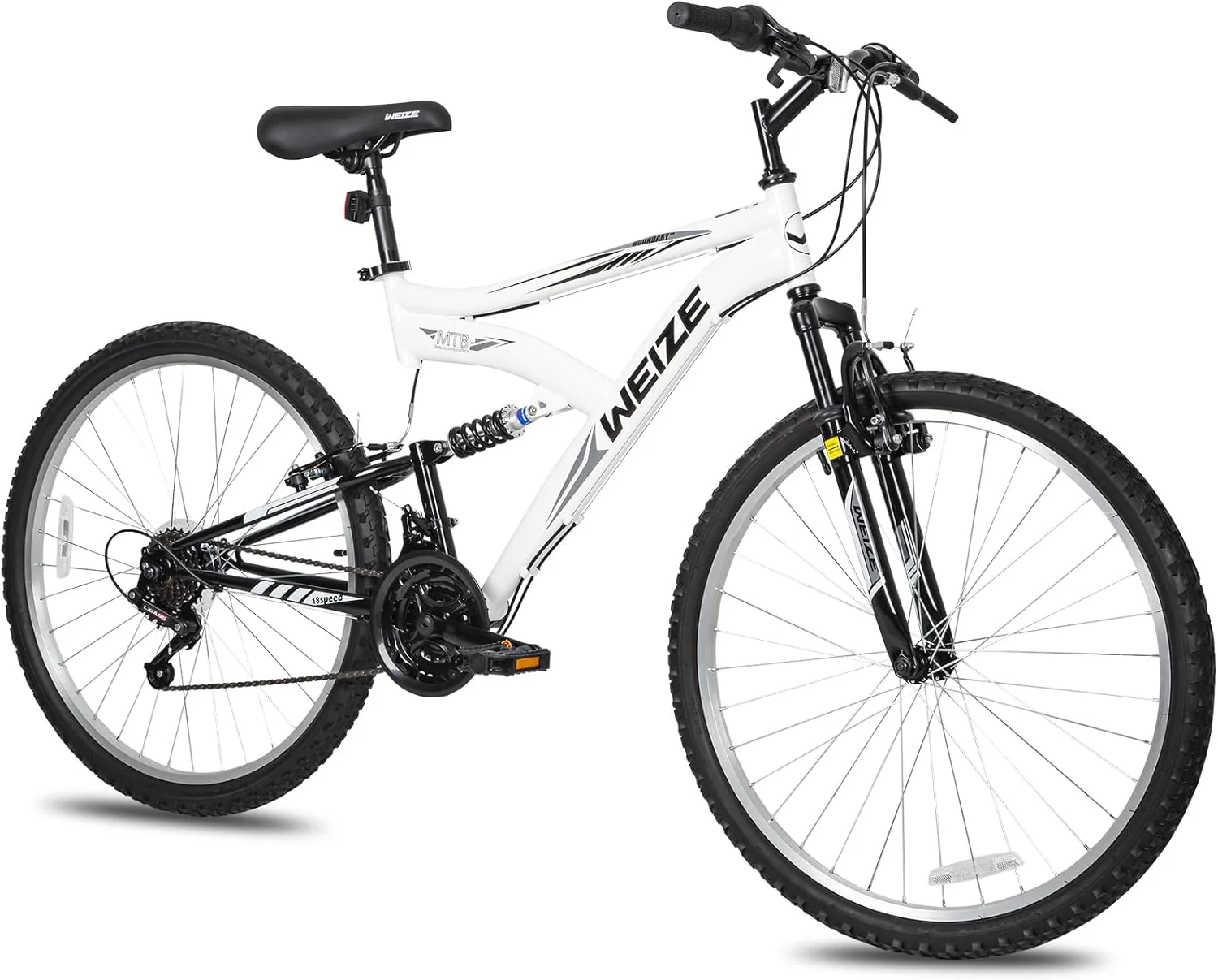 WEIZE Mountain Bike. 26 27.5 inch Outdoor Hybrid Bikes.18-Speed/High-Carbon Steel/Dual Full Suspension. Adjustable Ergonomic Seat for Men Women Adult. MTB Bicycle with Suspension Fork.Sleek Colors