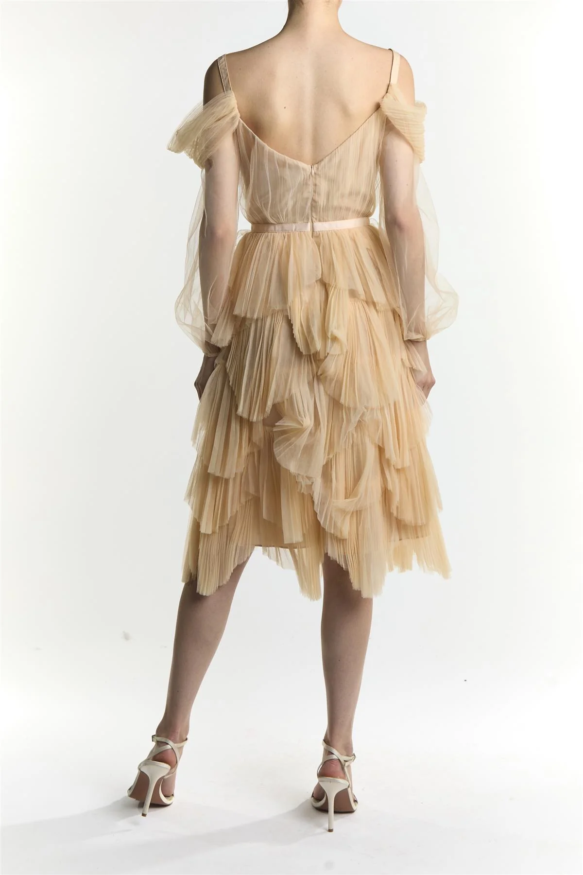 Light Stone Lara Pleated Tulle Skirt Midi-Dress