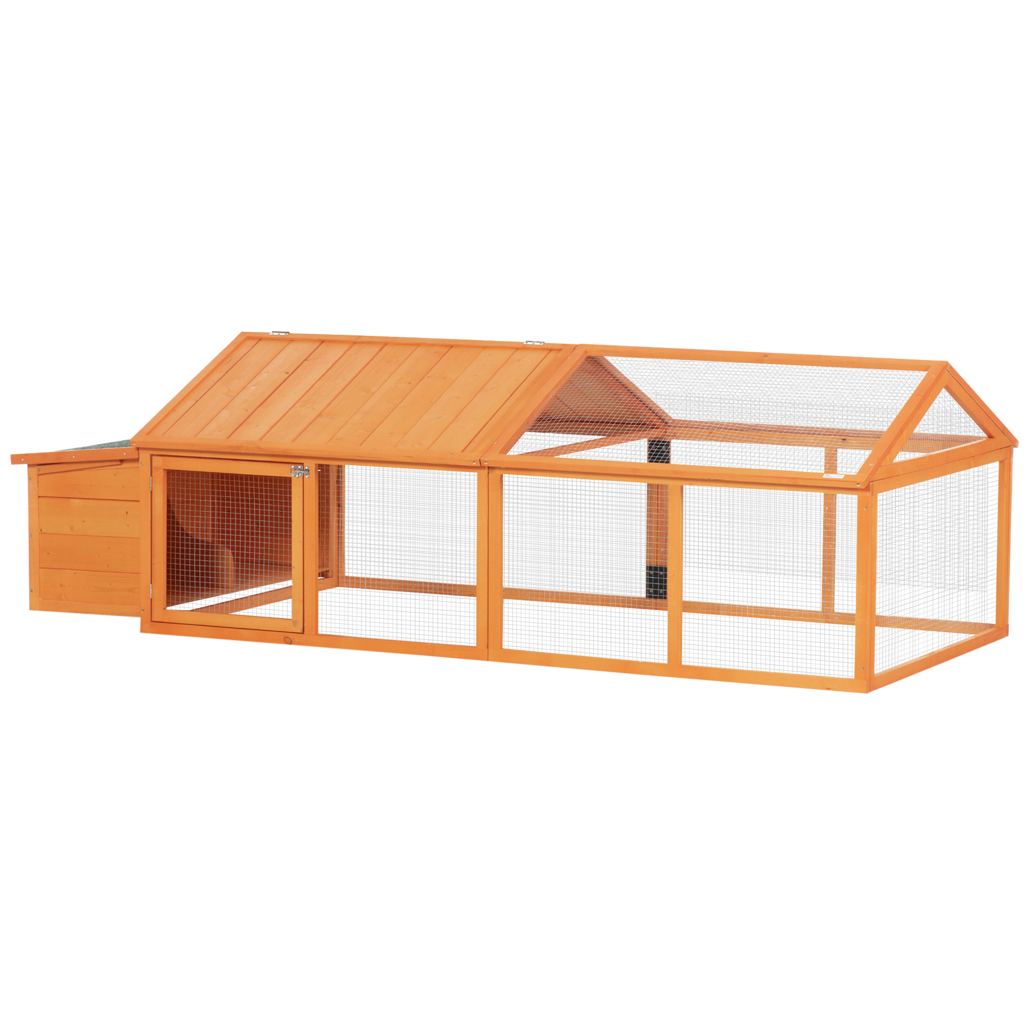 PawHut Hühnerstall Hühnerkäfig mit Nistkasten Tür und leicht zu öffnendem Dach für 4 bis 8 Hühner 240 x 112,5 x 76 cm Orange