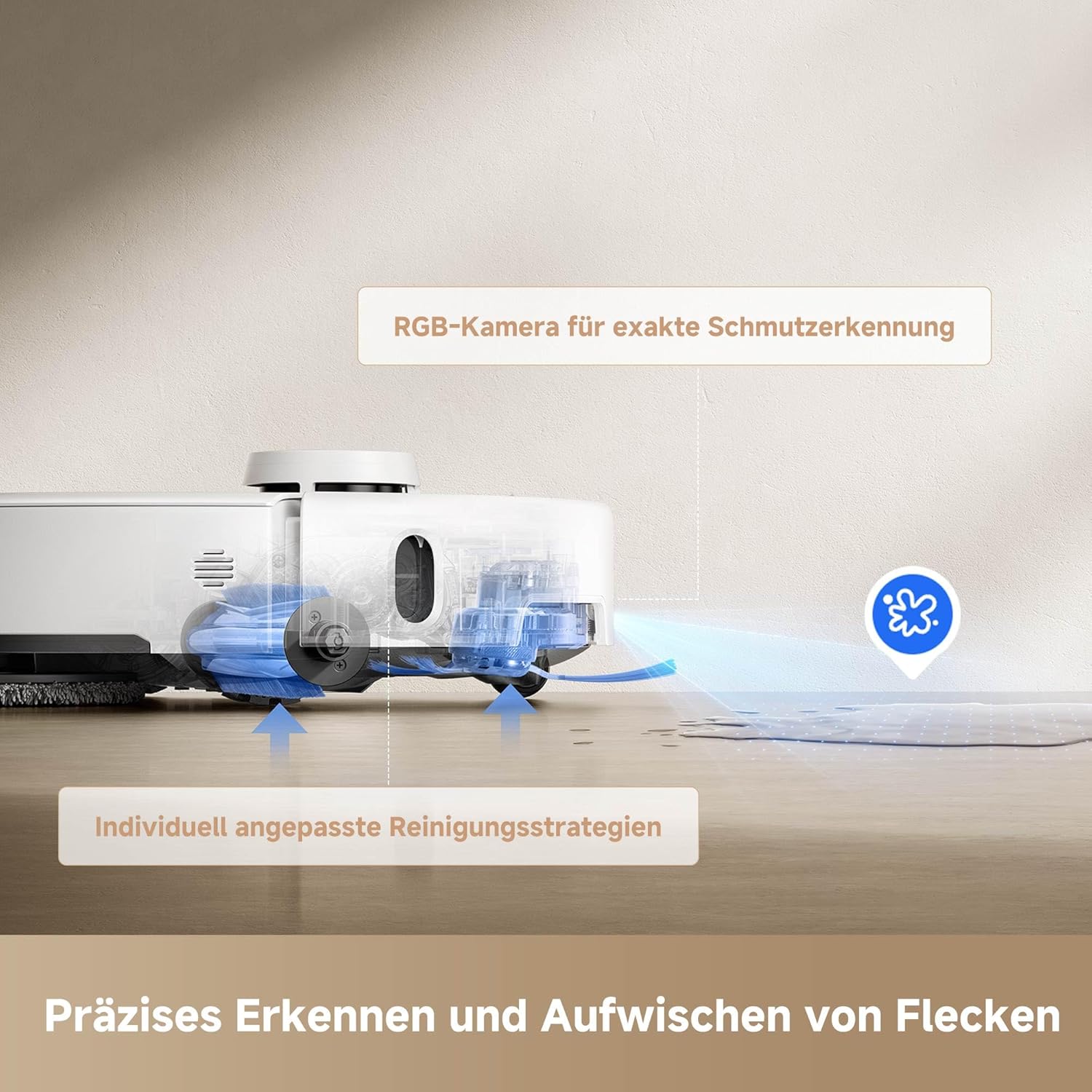 Mova P50 Pro Ultra Saugroboter mit Wischfunktion, 19.000 Pa Saugkraft, 75 ℃ Heißwasser-Moppwäsche, automatische Reinigung, automatische Entleerung, automatische Nachfüllung, Hindernisvermeidung