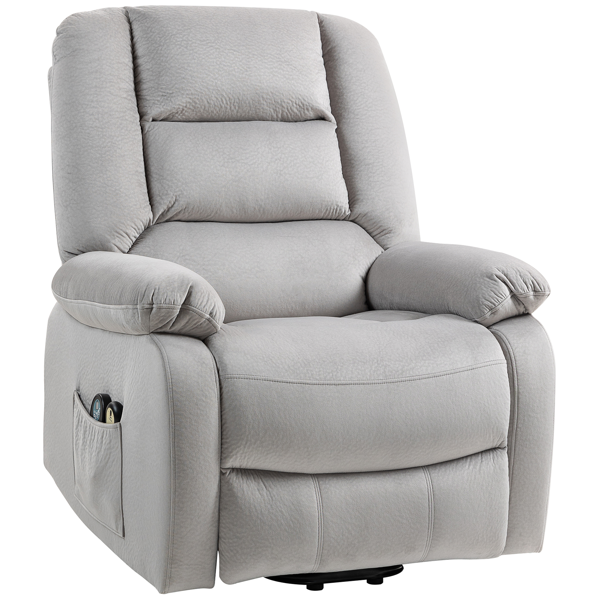 HOMCOM Aufstehsessel mit Massagefunktion, 90x93x110cm, Hellgrau
