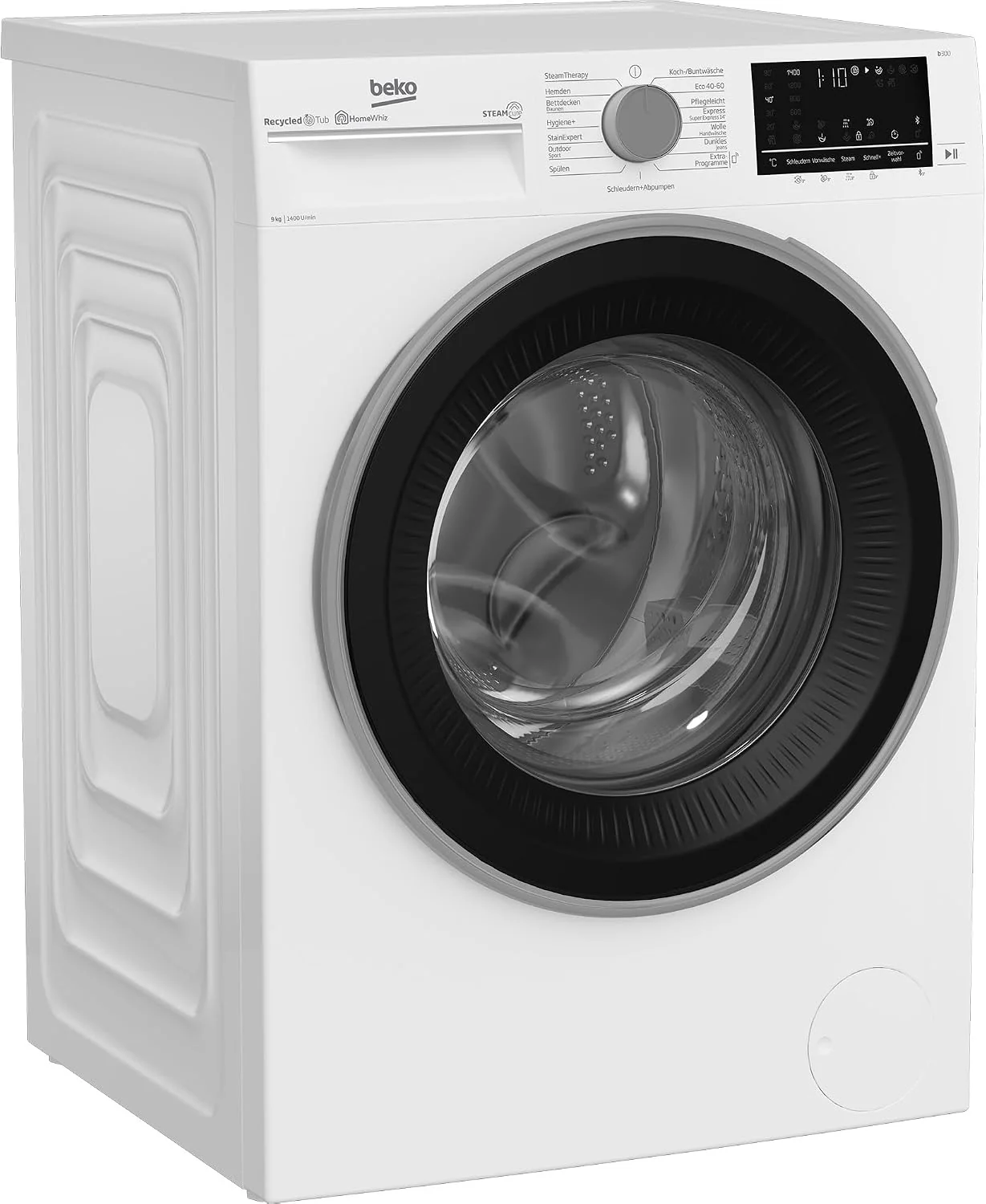 Beko B3WFU59415W2 Waschvollautomat 9 kg, Waschmaschine, 1400 U/min, Restzeitanzeige, Schleuderwahl, Dampffunktion, AddXtra-Nachlegefunktion, Bluetooth