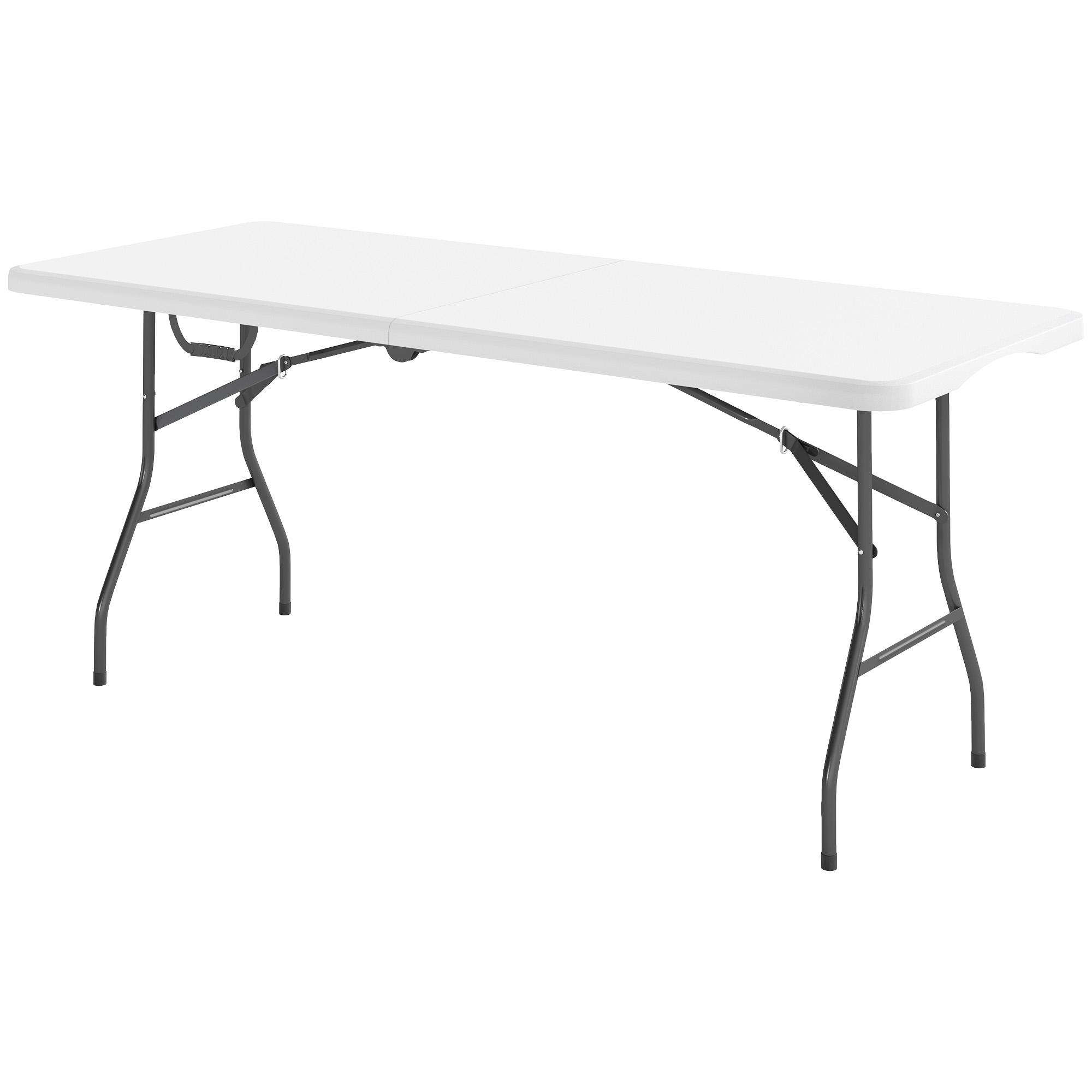 Outsunny Klapptisch, Faltbarer Campingtisch, Metall, Kunststoff, Picknicktisch, Weiß