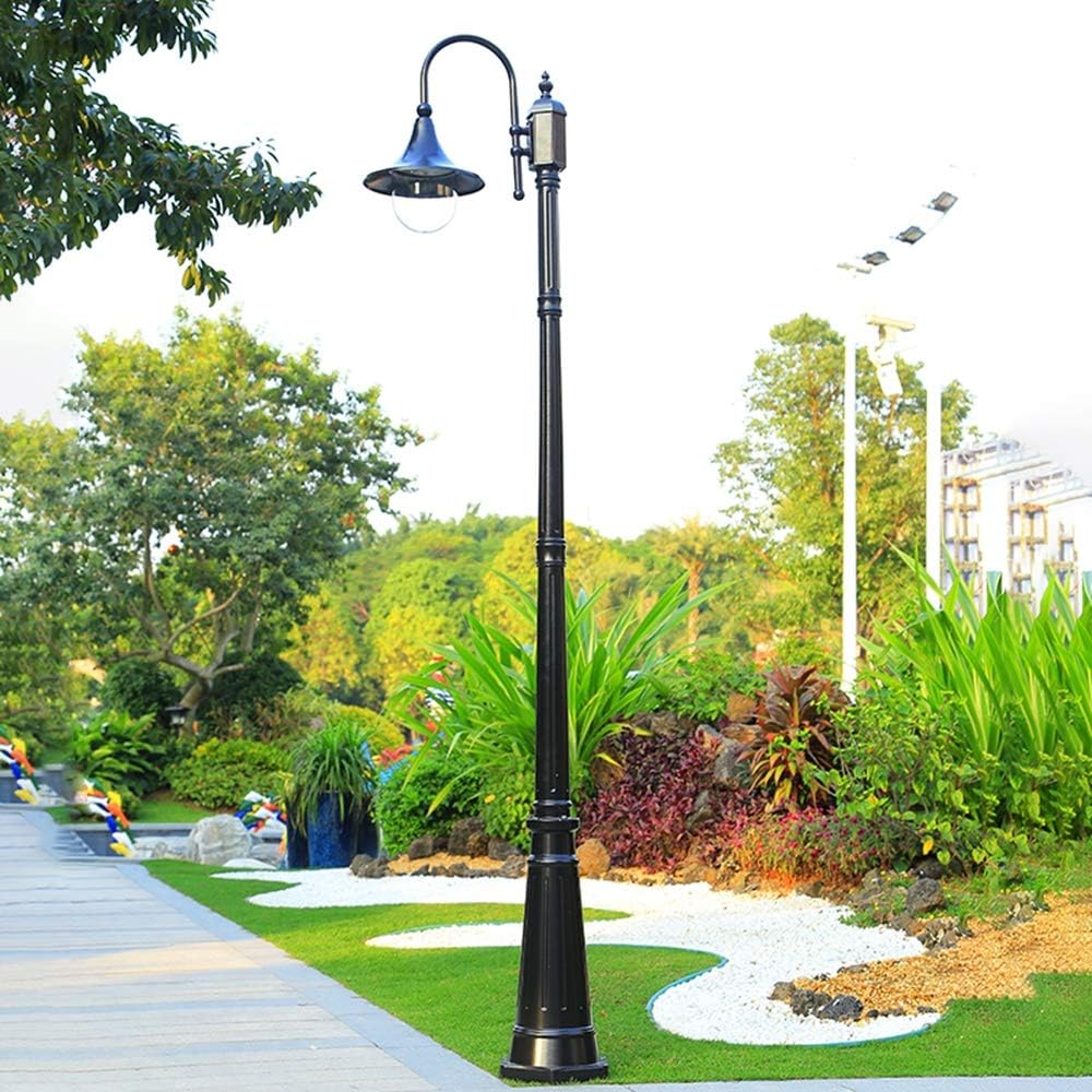Außen Standleuchte Schwarz Aluminium Und Acryl H230CM,E27,IP65 Mastleuchte Robust Wasserdicht Wegeleuchte Terrasse Wege Außenleuchte Gartenlampe Außenlampe Straßen-Laterne