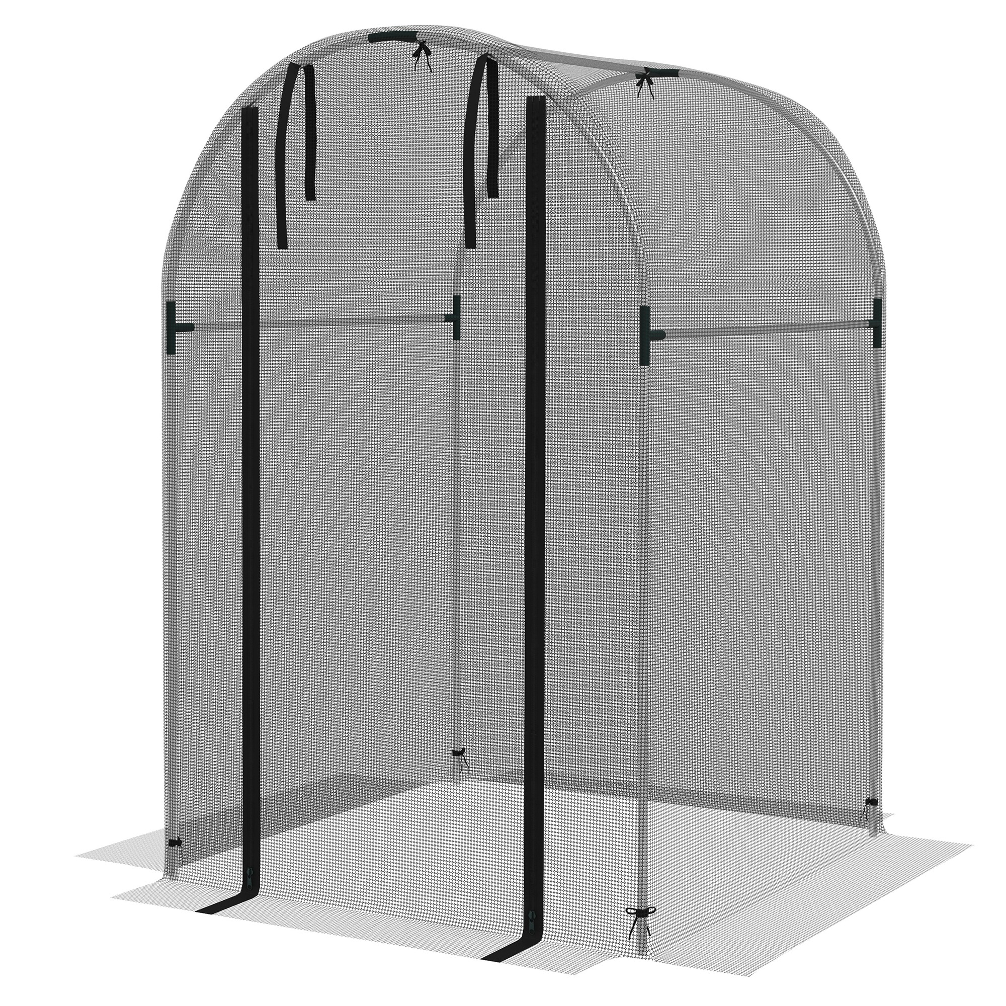 Outsunny Vogelschutznetz, Pflanzenschutz, robust, Tür mit Reißverschluss, 120x120x188 cm, Schwarz/Silber