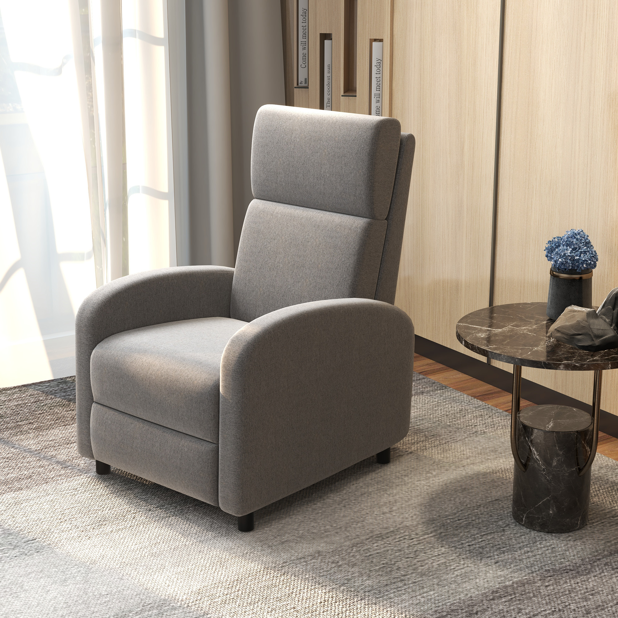 HOMCOM Relaxsessel Fernsehsessel, ausklappbare Fußstütze, neigbar bis zu 160°, 64 x 86 x 102 cm, Grau