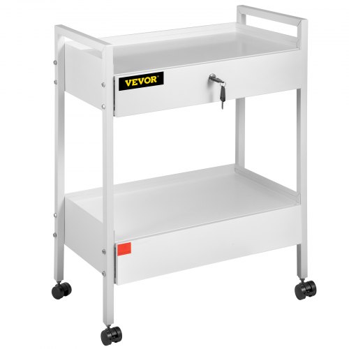 VEVOR Rollwagen, Dentallaborwagen, mobiler rollender Servierwagen aus Stahl, 2 Etagen