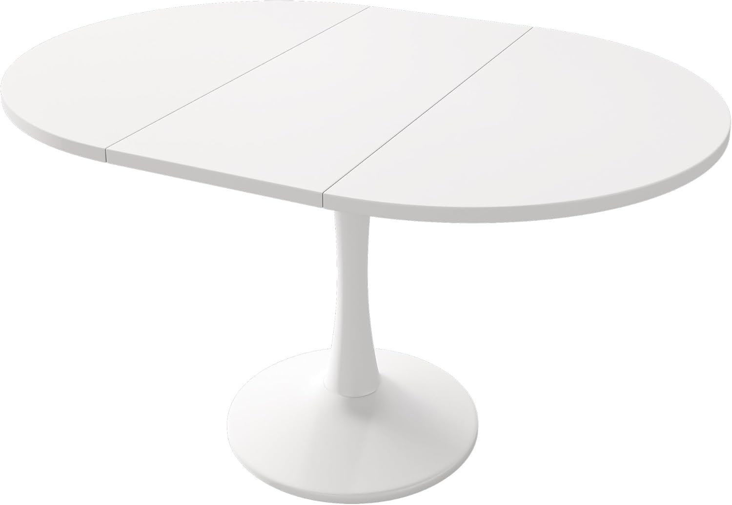 Tavolo rotondo allungabile bianco, 100-140 x 100 x 75 cm, Tavolo da pranzo rotondo allungabile per 2-6 persone, Tavoli rotondi per sala da pranzo, cucina