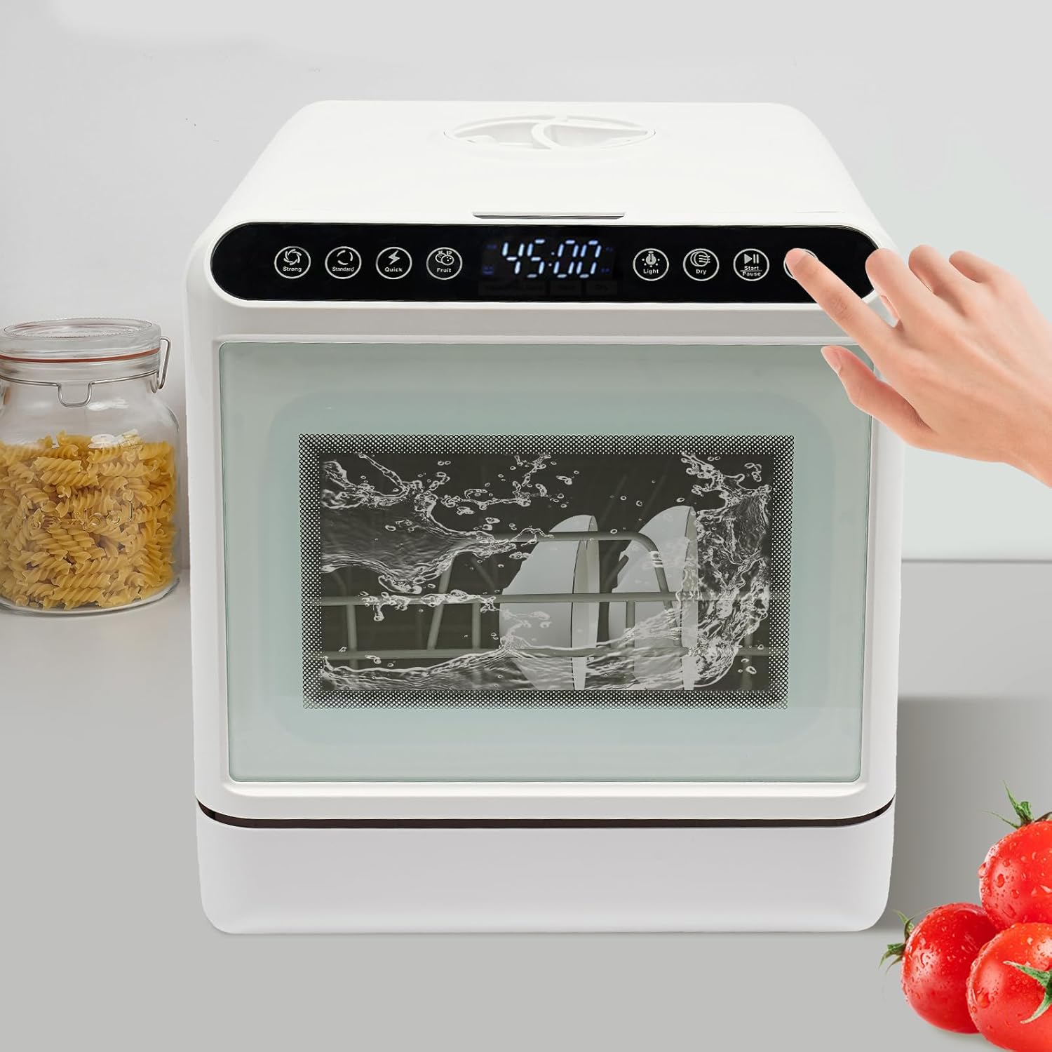 Freistehender Tischgeschirrspüler Mini Geschirrspüler mit 6L Wassertank,Spülmaschine Klein,Touch Control, Platz für 4-6 Maßgedecke, für Wohnungen, Schlafsäle, Camping