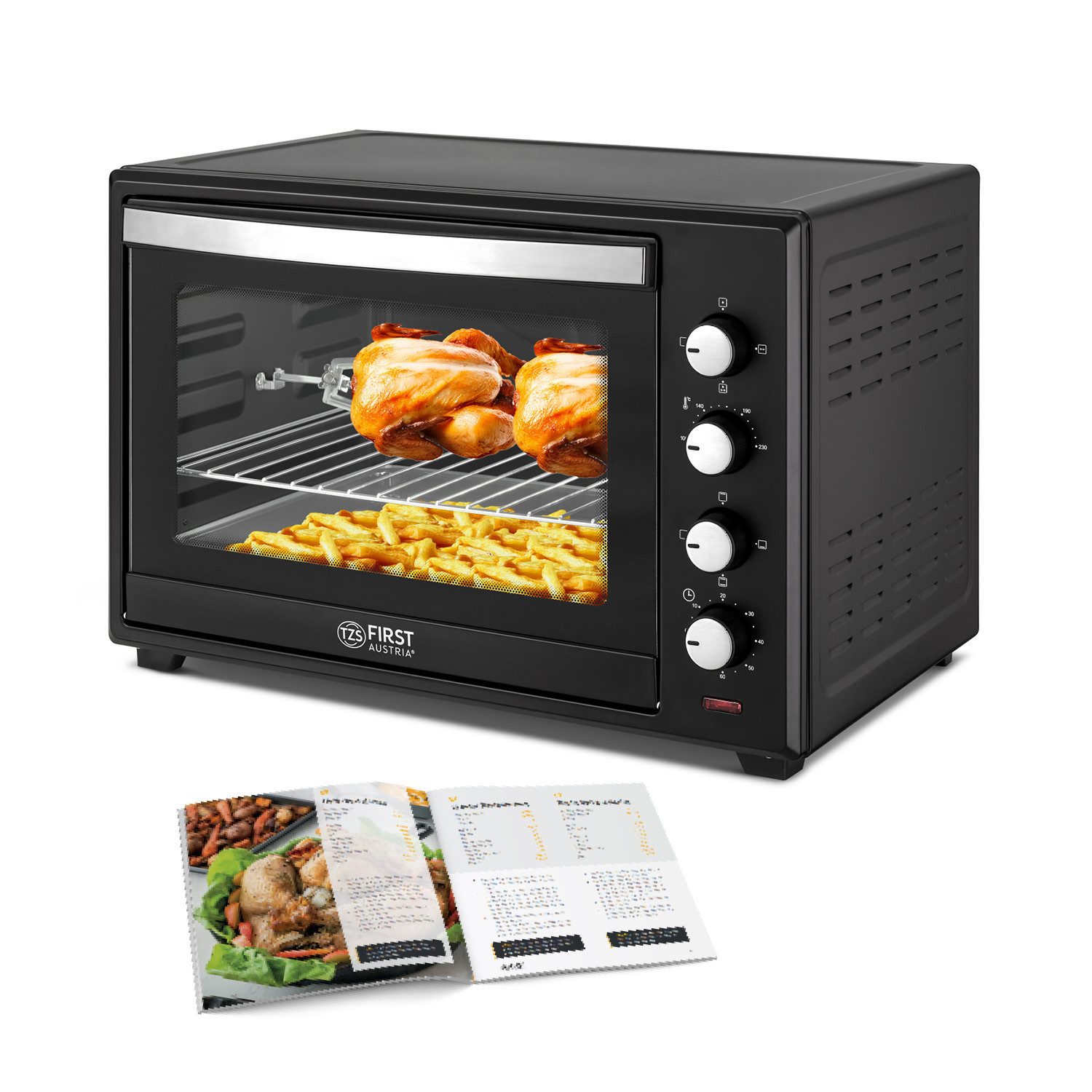 Minibackofen 60L, 2000W, Premium-X Coating, Pizzaofen mit Innenbeleuchtung