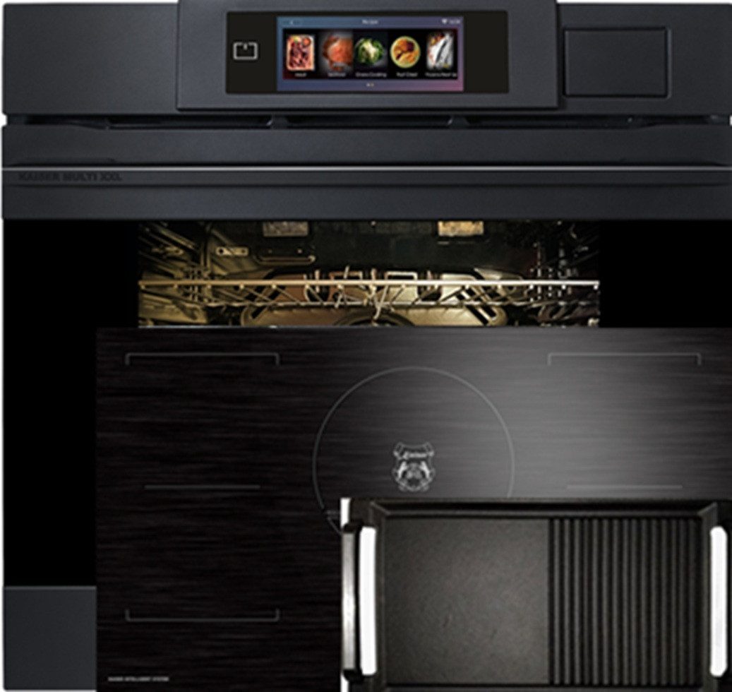 Backofen-Set Herd Set Autark Einbaubackofen XXL Multi 37,Multifunktions-Elektro-Dampfbackofen mit Dampfreinigung, 60 cm+Induktionskochfeld 90 cm TFT Display EH 6341+KCT 9140 FI+Grillplatte
