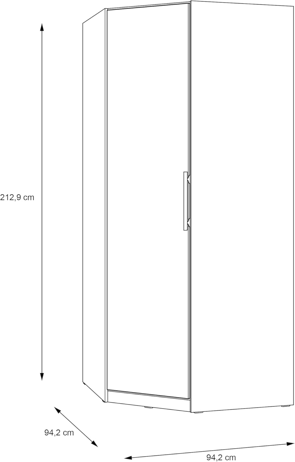 FORTE CADIXO 90 100 Modern Wardrobe with Swivel Doors for Small Spaces Oak 94.4 cm Width x 213 cm Height x 94.5 cm Depth