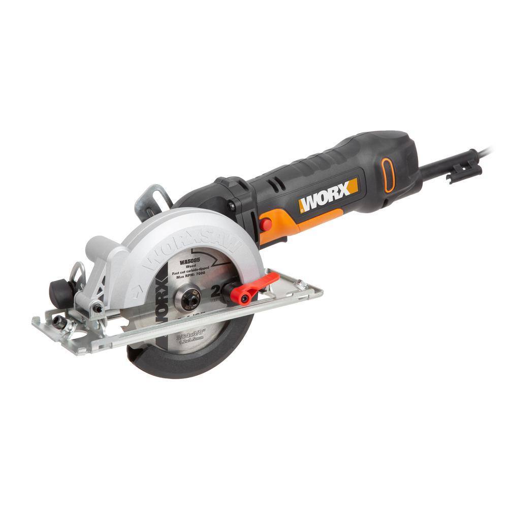 Worx WorxSaw WX439L 4.5 Amp Compact Circular Saw, 4 1/2&prime;&prime; Blade, One Hand Operation
