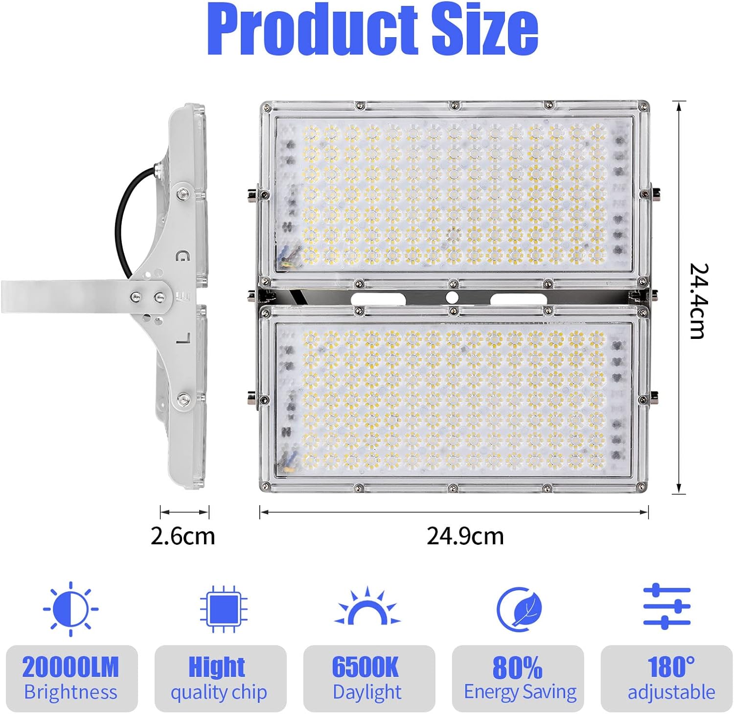 LED Strahler Außen 200W 20000LM Fluter Flutlichter, 10er 6500K Kaltweiß Scheinwerfer, IP65 Wasserdicht Außenstrahler, Sicherheitsbeleuchtung für Garten Garage Hof Sportplatz Veranda Werkstatt