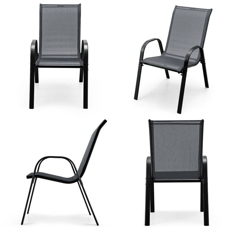 4 Pieces Stackable Patio Dining Chairs Set with Armrest - 29 x 21.5 x 35.5 (L x W x H)
