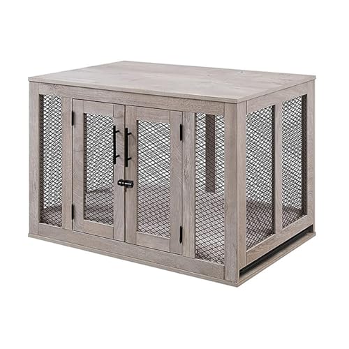 Gabbia per cane in Metallo Legno Mobile Kennel per Cani da Interno Kennel cane Medio Piccolo con Maniglia e Chiavistello Cuccia Moderna da Interno per Cani fino a 60 kg. (Size : 94x60x67cm) : Amazon.it: Prodotti per animali domestici