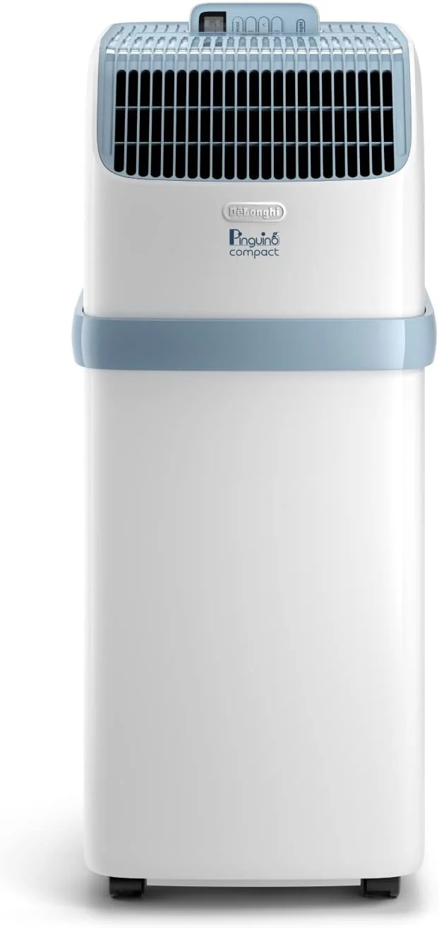 De'Longhi Pinguino PAC EM82, Mobiele airconditioner voor ruimtes tot 80 m, 9.400 BTU, 2,4 kW, 63 dB, Ontvochtigingsfunctie, Energieklasse A, 24-uurs timer, Wit