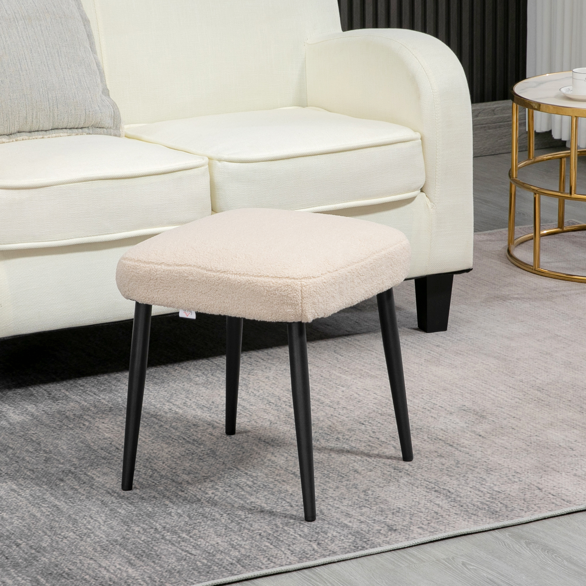 Aosom Hocker, Sitzhocker, Teddy, Fußhocker, Beige
