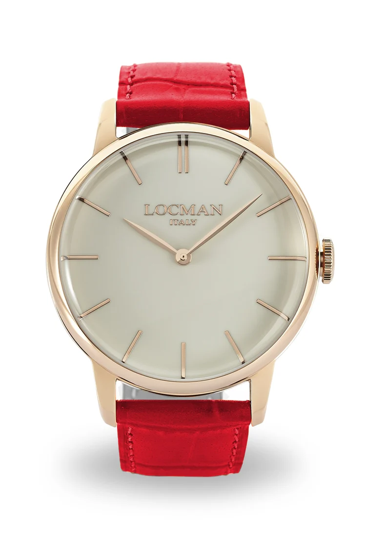 Locman 1960 dorato rosa avorio pelle rossa 0251V10-RGAVRGPR