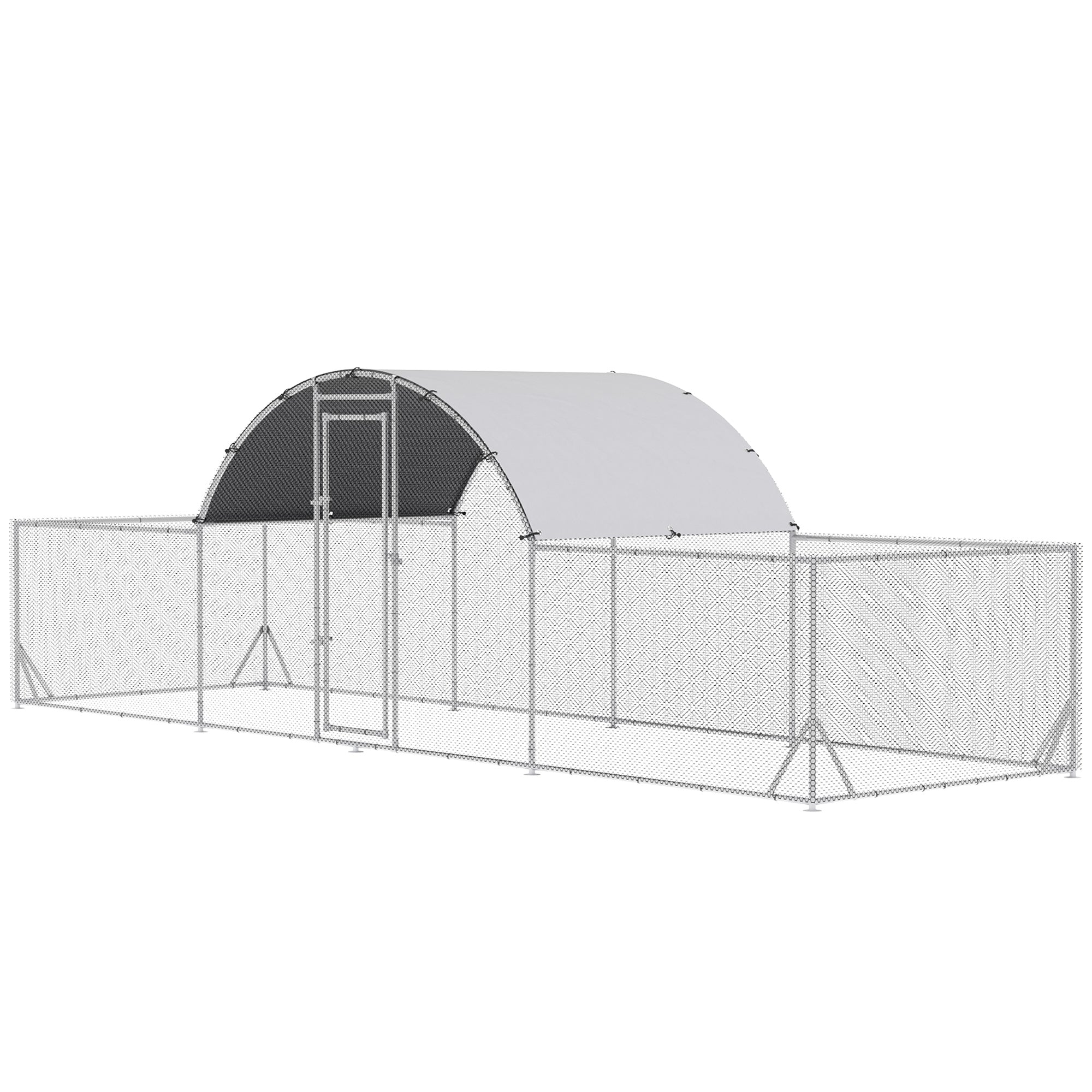 Easycomfort Pollaio da Giardino per 12-14 Galline in Acciaio Zincato e PE con Tettoia e Serratura, 660x190x195 cm