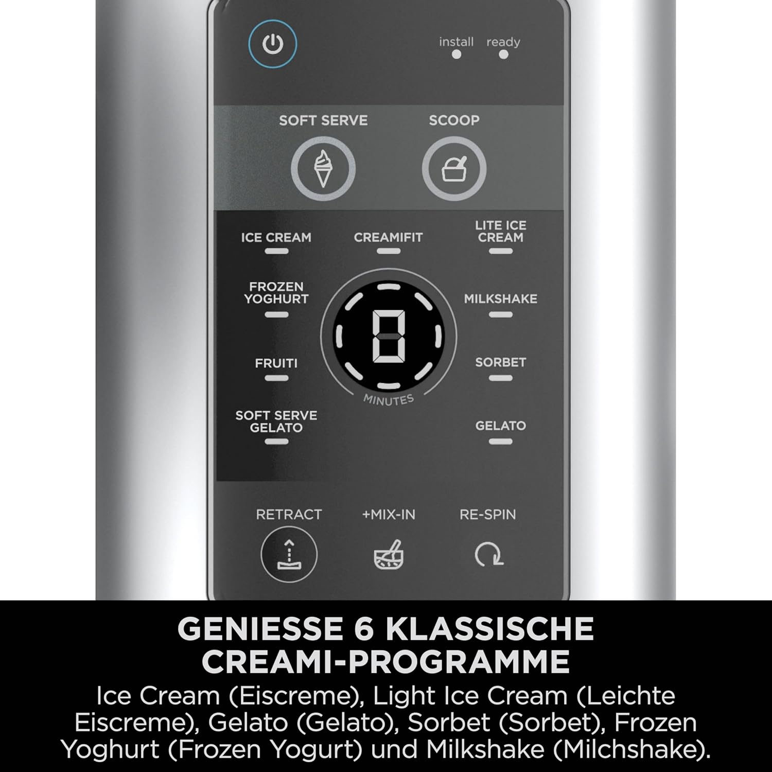 Ninja CREAMi Scoop & Swirl Eismaschine mit 2 Behältern, 13 Funktionen, für Eiscreme, Softeis, Gelato, Sorbet, Milchshakes und mehr, mit Mix-In-Funktion, Platinsilber, NC701EU
