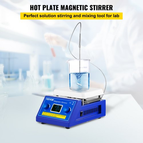 VEVOR Heizplatte Magnetrührer 500W Magnetrührwerk 5L Magnetische Heizplatte 200-2000U/min einstellbarer Heizrürer max bis 280°C(±0,1°C) Magnetrührer