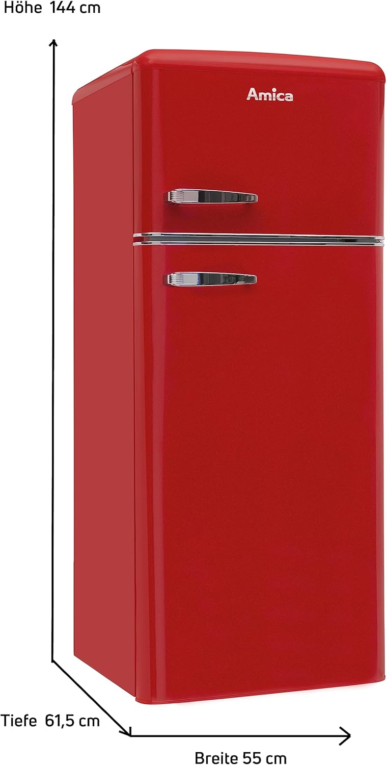 Amica KS 15615 B Retro Kühlschrank mit Gefrierfach / Coffee Cream (Beige) / 88cm (H) x 55cm (B) x 62cm (T) / Retro-Design