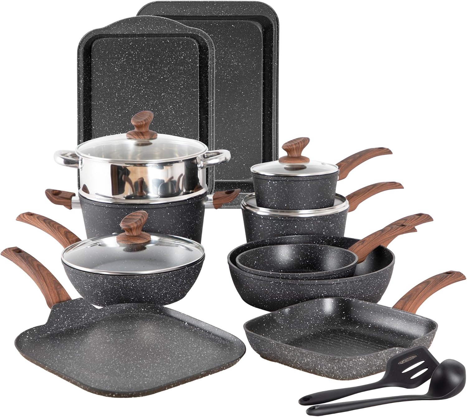 Set di pentole Kitchen Academy, 17 pezzi, compatibile con piani cottura a induzione