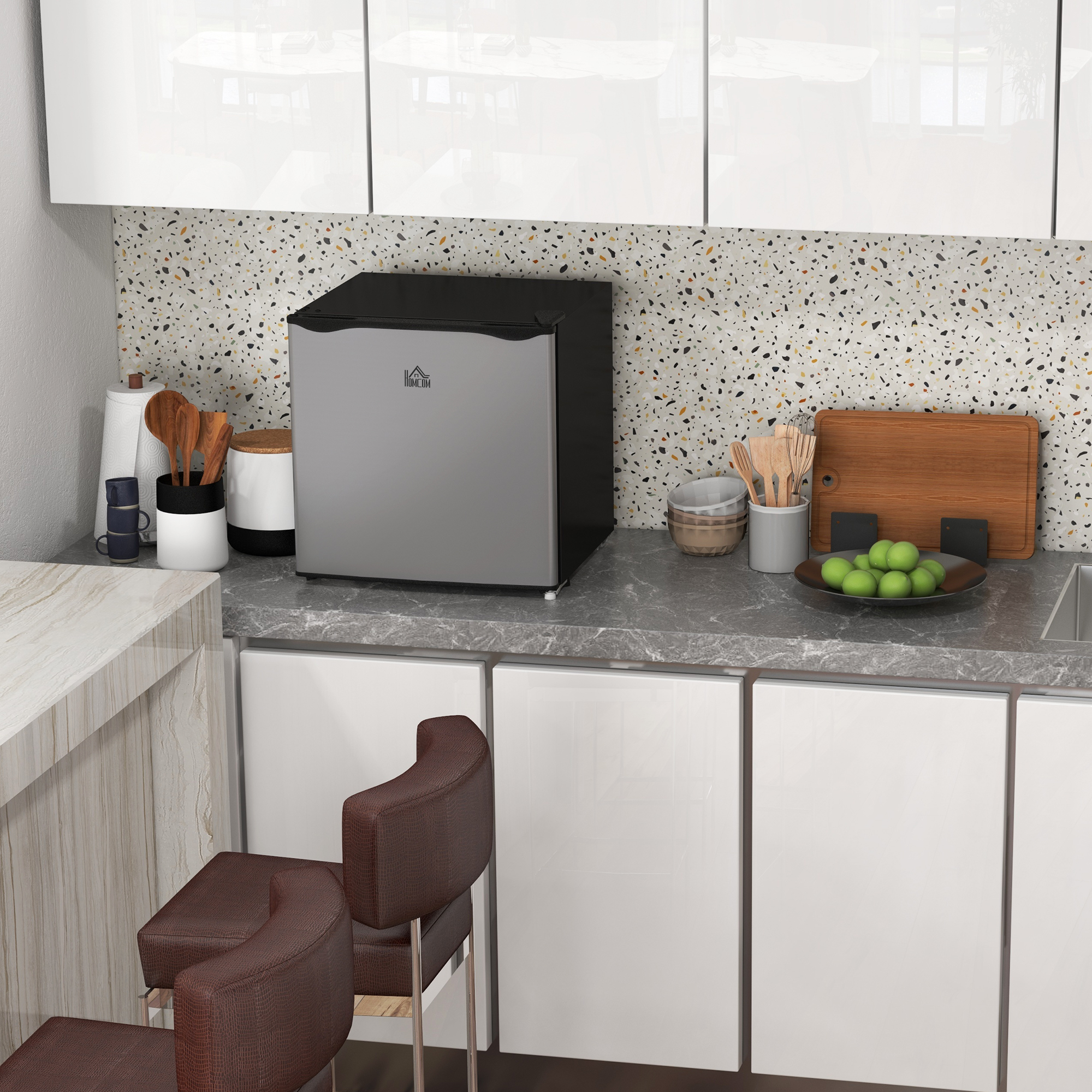 HOMCOM Mini-Gefrierschrank, 35 L Minikühlschrank, -14 bis -24℃, 5-stufige Temperaturregelung, 47 x 44,2 x 48,8 cm, Silber
