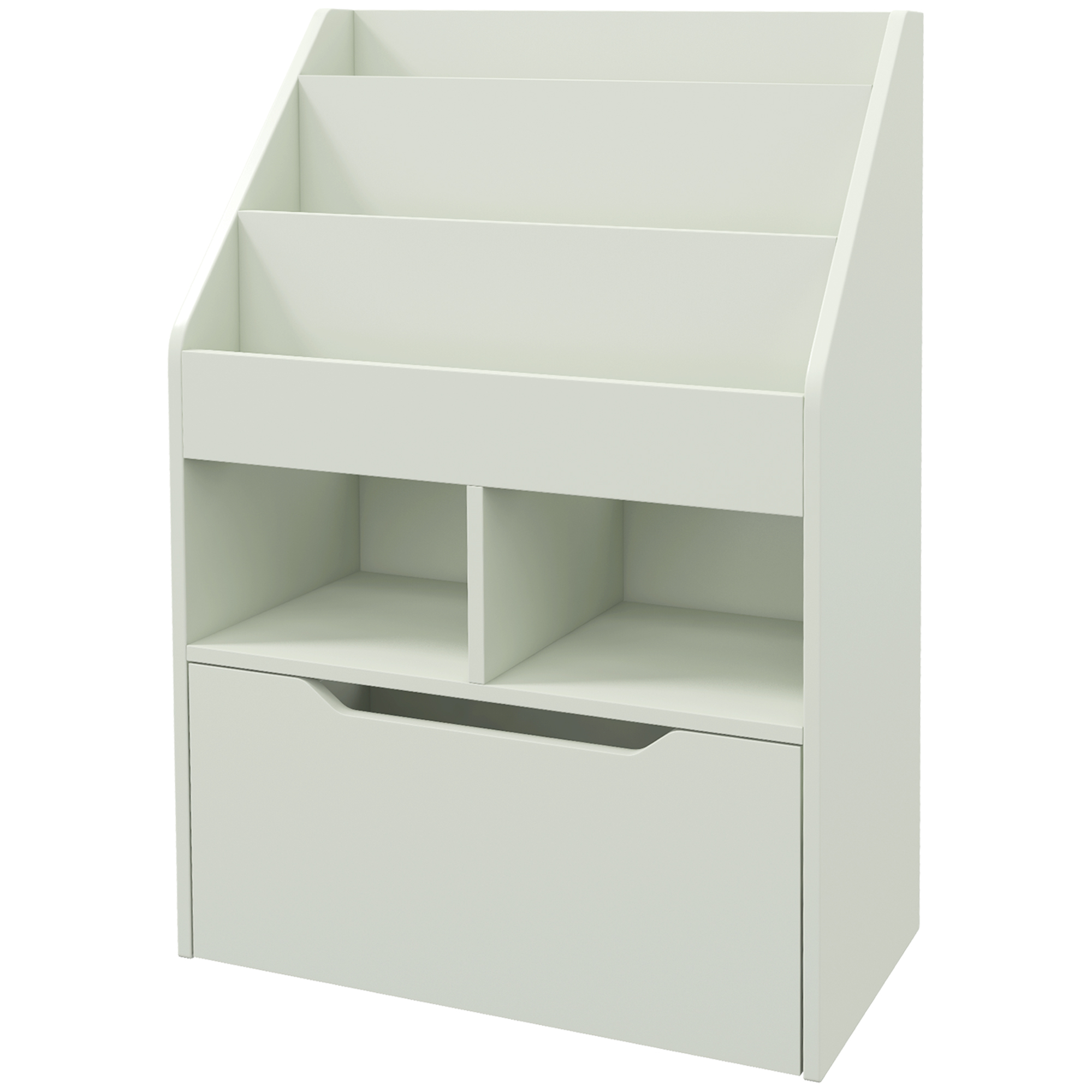 HOMCOM Bücherregal Regal Mehrzweck 3 Regale 2 Fächer Große Schublade in Hellgrün aus Holz