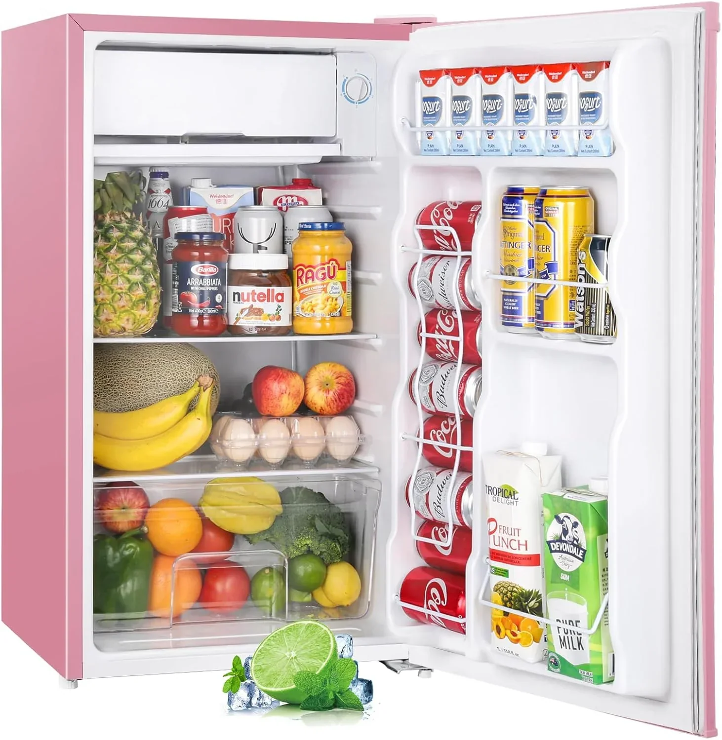 Upstreman 3.2 Cu.Ft Mini Fridge Freezer Single Door Fridge Dorm Fridge Adjustable Thermostat