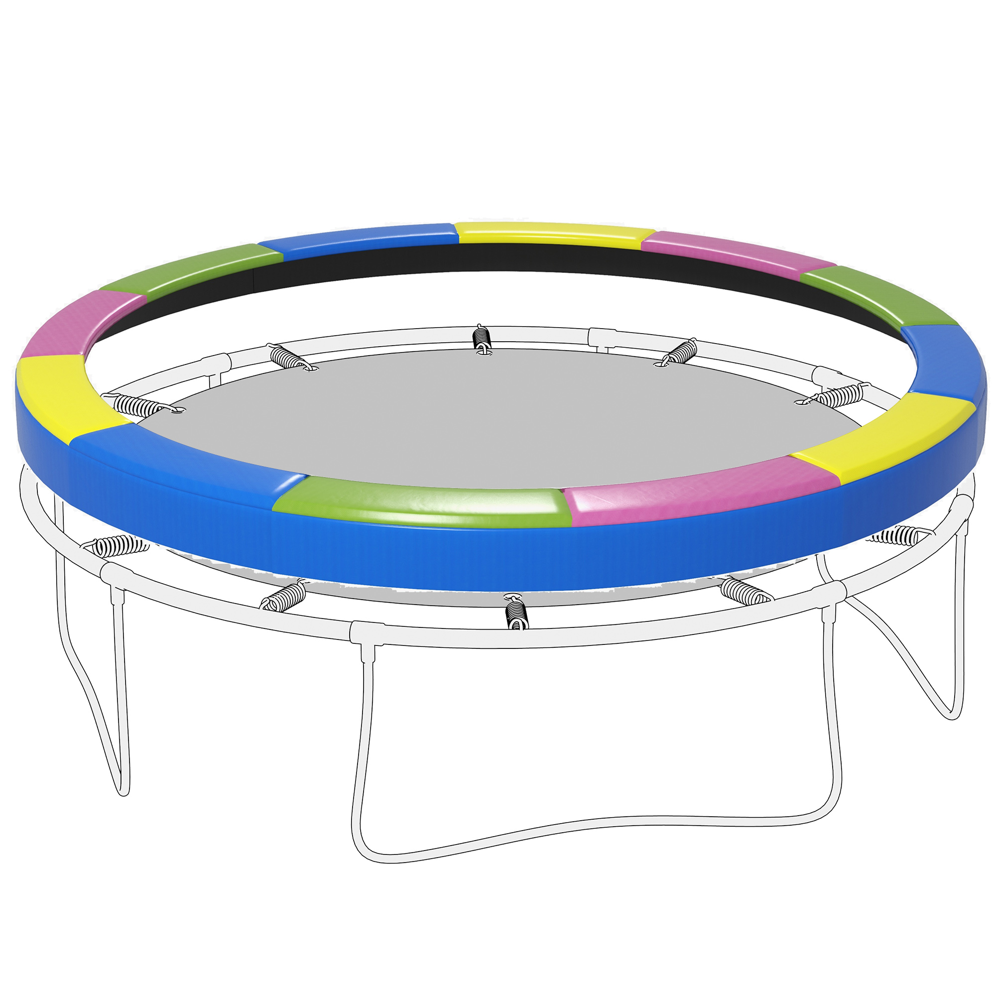 SPORTNOW Trampolin Sicherheitsabdeckung Ø366x30 cm Faltbar und tragbar, aus Kunststoff, PE und Schaum, Mehrfarbig