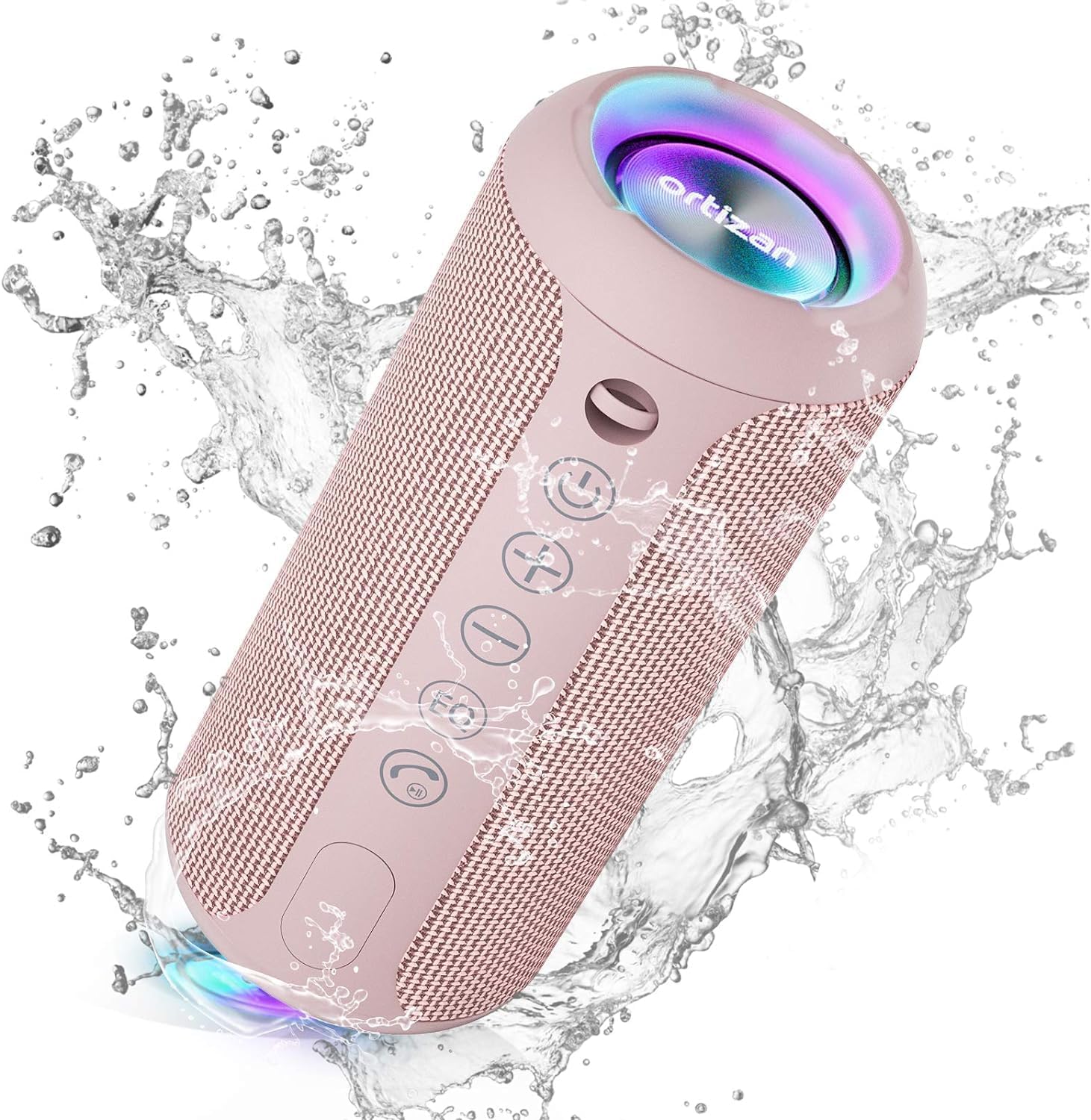 Ortizan X10 Portable Bluetooth Speaker Speaker 5.3 Waterproof IPX7 with Light, Up to 30 Hours of Autonomy, 3 Hi-Fi Bass Stereo Sound Effects, Handsfree Microphone-with Aux, TF (Black)