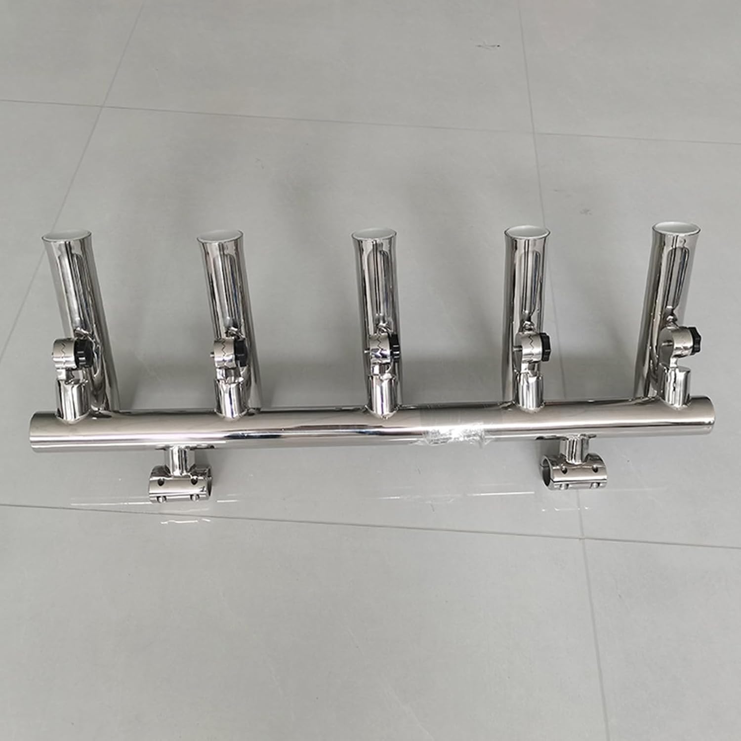 Angelrutenhalter für 5 Ruten, Edelstahl, 180° winkelverstellbar, T-Top-Boot-Raketenwerfer, Clip-on-Halterung, Marine-Angelkonsole für die meisten Angelruten