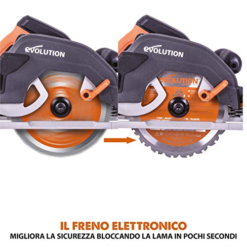Evolution Power Tools   R185CCSX Sega Circolare Multi Materiale 185 mm Compatibile con Binario Guida (Pacchetto Abbinato con Binario da 1020 mm Incluso), 230 V : Amazon.it: Fai da te