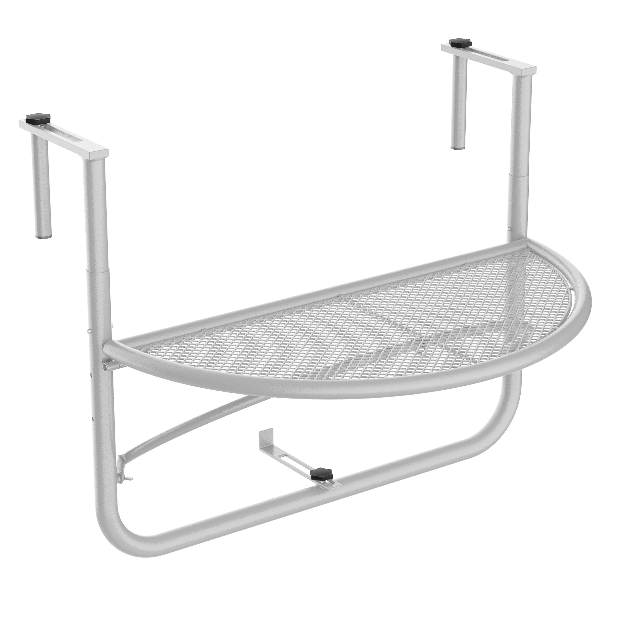 Outsunny Balkonhängetisch Hängetisch Gartentisch höhenverstellbar halbrund Ø30 cm Terrasse Metall Weiß L60 x B45 x H50 cm