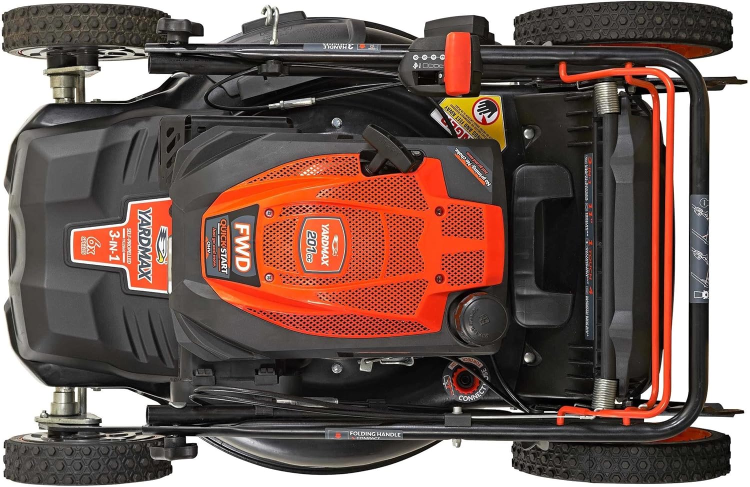 YARDMAX 22 in. 201cc Select PACE 6 Speed CVT High Wheel FWD 3-in-1 Gas Walk Behind Self Propelled Lawn Mower  Black (YG2860)