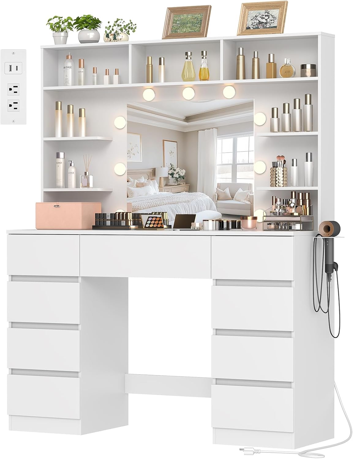 Vanity Desk with Mirror and Lights,43