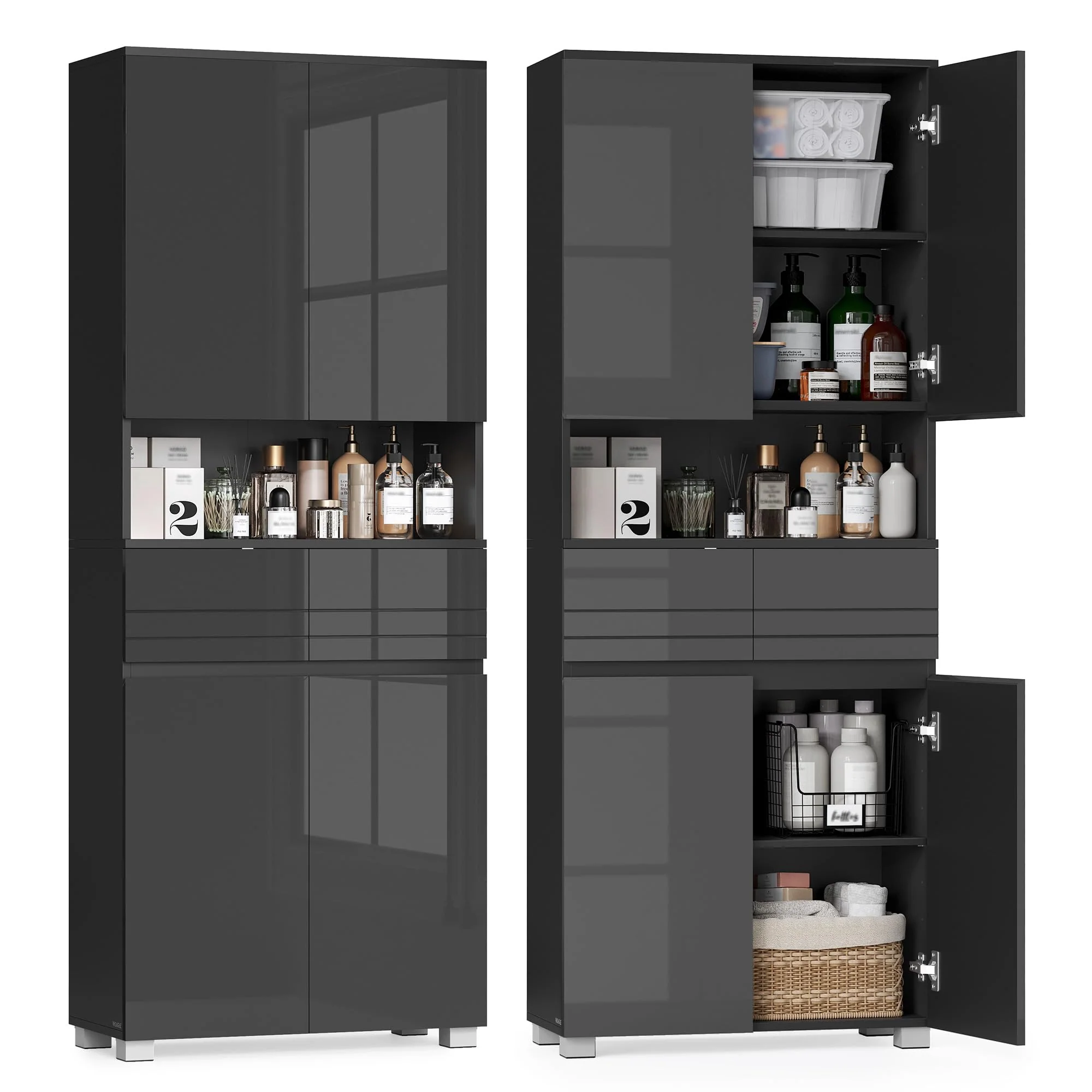 VASAGLE Badezimmerschrank mit Türen und Schubladen