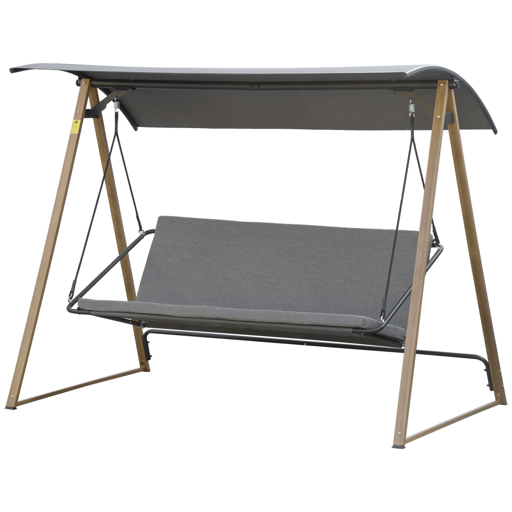 Outsunny Garten-Schaukelbank 3-Sitzer aus Stahl im zeitgenössischen Stil mit einstellbarem Sonnendach 224 x 133 x 173 cm grau