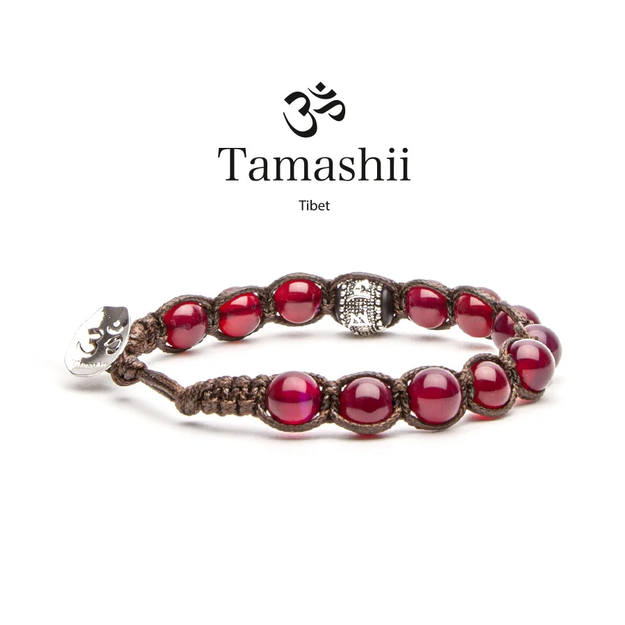 Bracciale Tamashii ruota della preghiera in agata rossa BHS1100-34