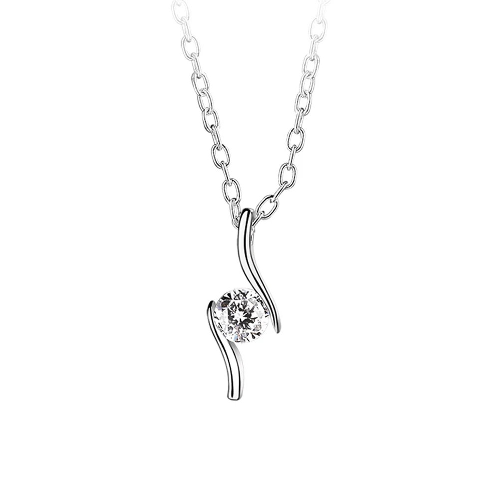 Newbridge Silverware Drop Pendant with Clear Stone